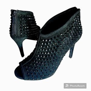 MICHAEL KORS | Dani, Open-Toe Black Studded Embellished Shooties, NWOT, Wm’s 8M